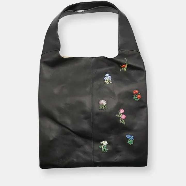 Hayward Hayward Women's Grand Shopper Embroidered Leather Tote - Black