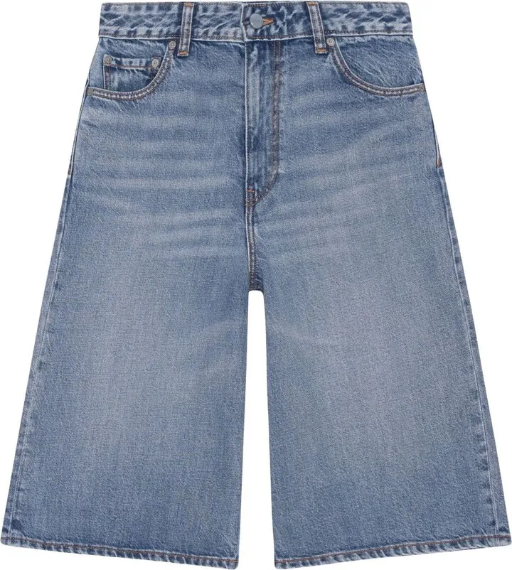 Logo-Patch Washed Denim Shorts