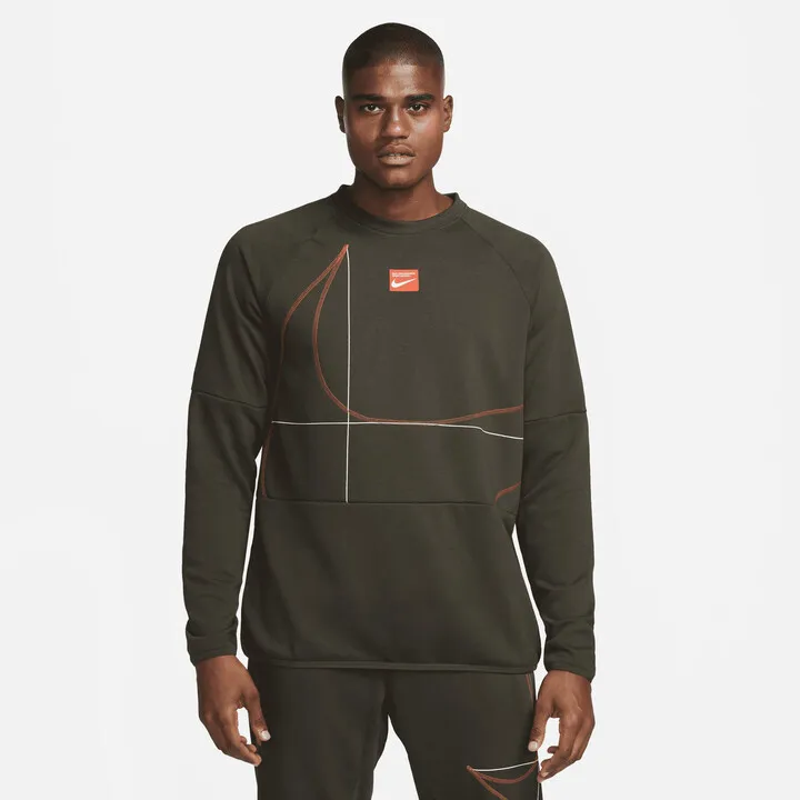 Nike Men's Dri-FIT Long-Sleeve Fleece Fitness Top in Green