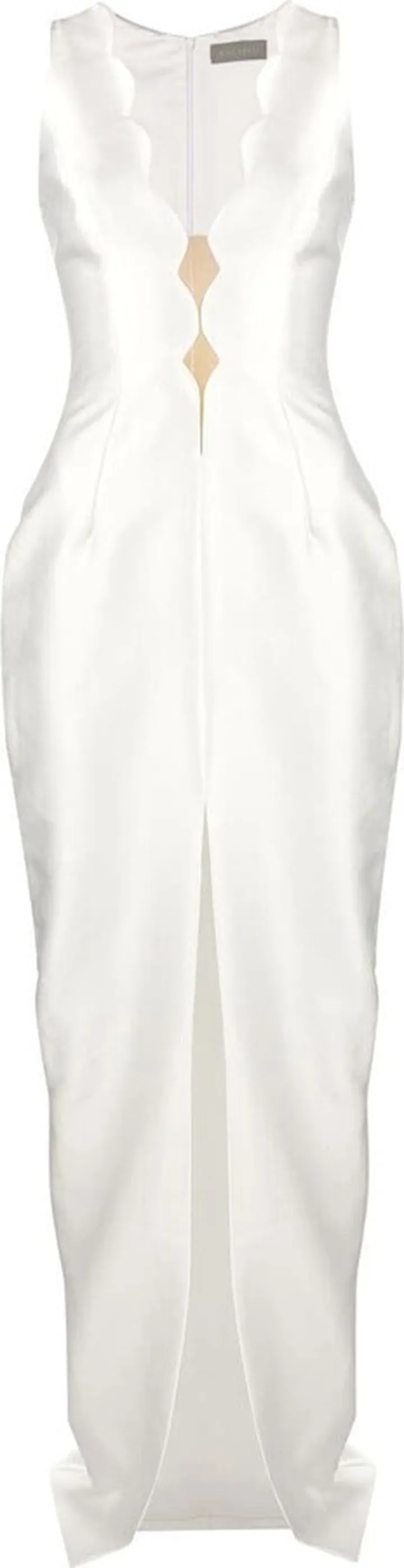 Plunging Scallop-Detail Gown