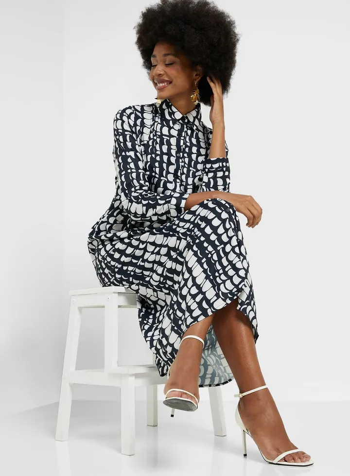 Printed Fit & Flare Shirt Dress