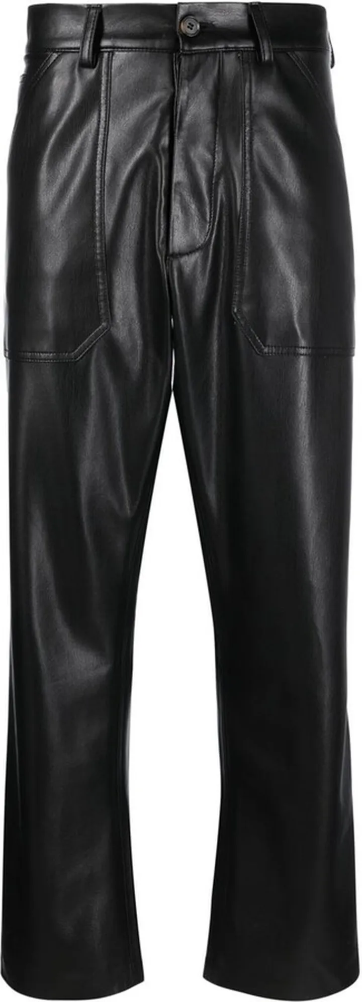 Faux-Leather Straight-Leg Trousers