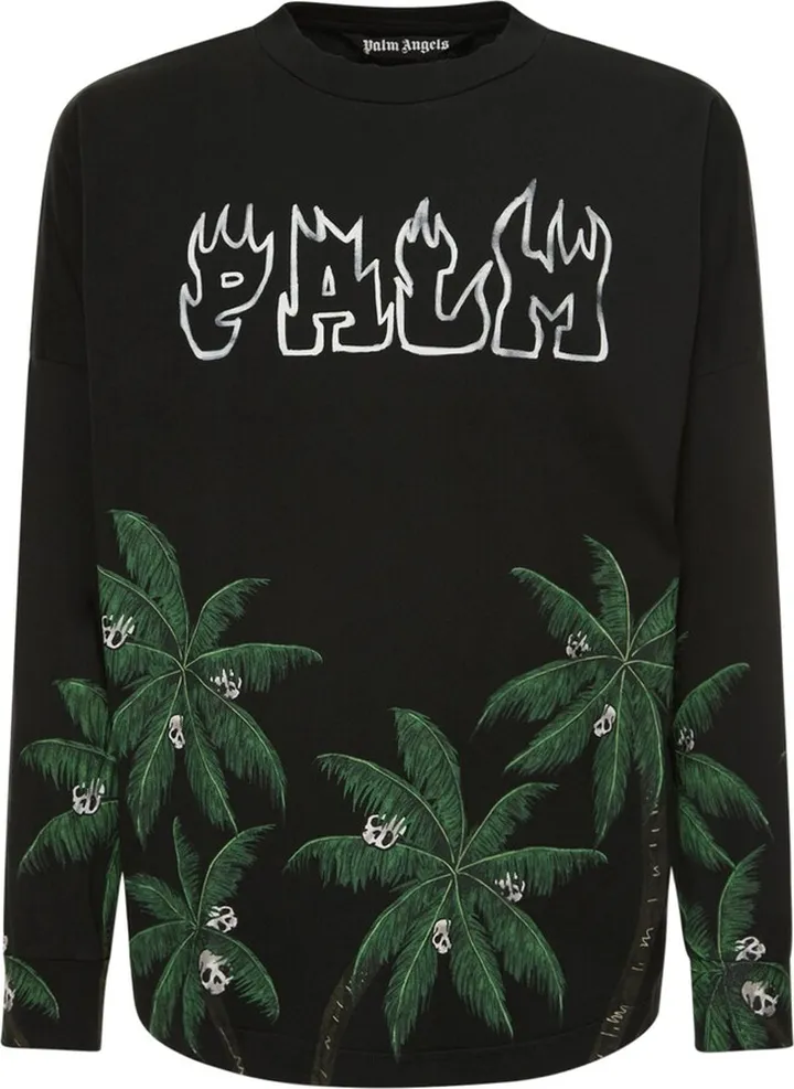 Palms & Skull long sleeve cotton t-shirt