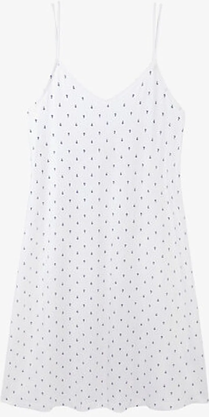Womens Ivory Woodblock-print Lace-trim tretch-jersey Nightdress
