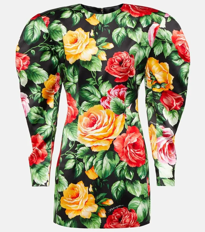 Puff-sleeve floral minidress