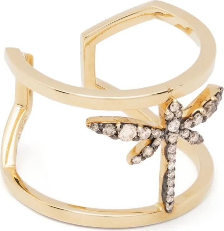 18kt yellow gold Mini Dragonfly diamond ring