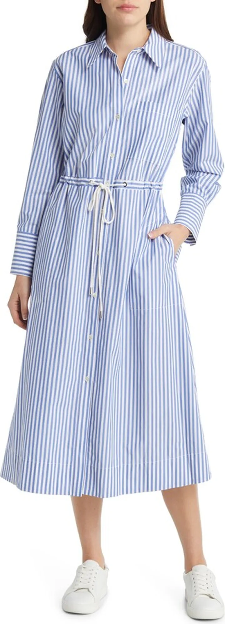 Shivonne Stripe Long Sleeve Midi Shirtdress