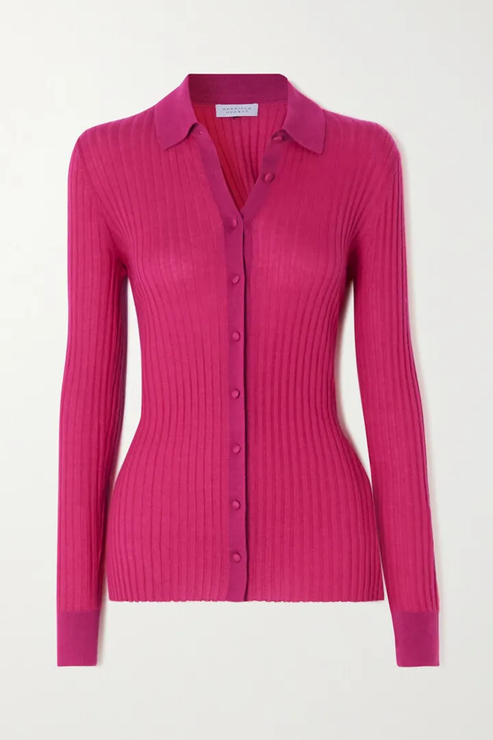 Gabriela Hearst - Cavalieri Ribbed Cashmere And Silk-blend Shirt - Pink