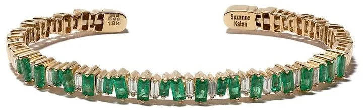 18kt Yellow Gold Emerald And Diamond Cuff
