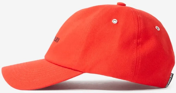 Red cotton cap with black embroidered logo