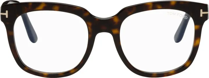TOM FORD Tortoiseshell Blue Block Large Glasses