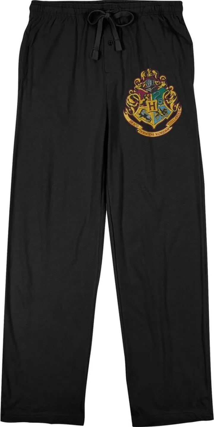 Harry Potter Hogwarts Crest Men’s Black Sleep Pajama Pants-3X-Large