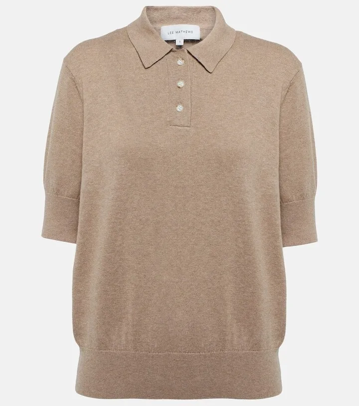 Cotton and cashmere polo shirt