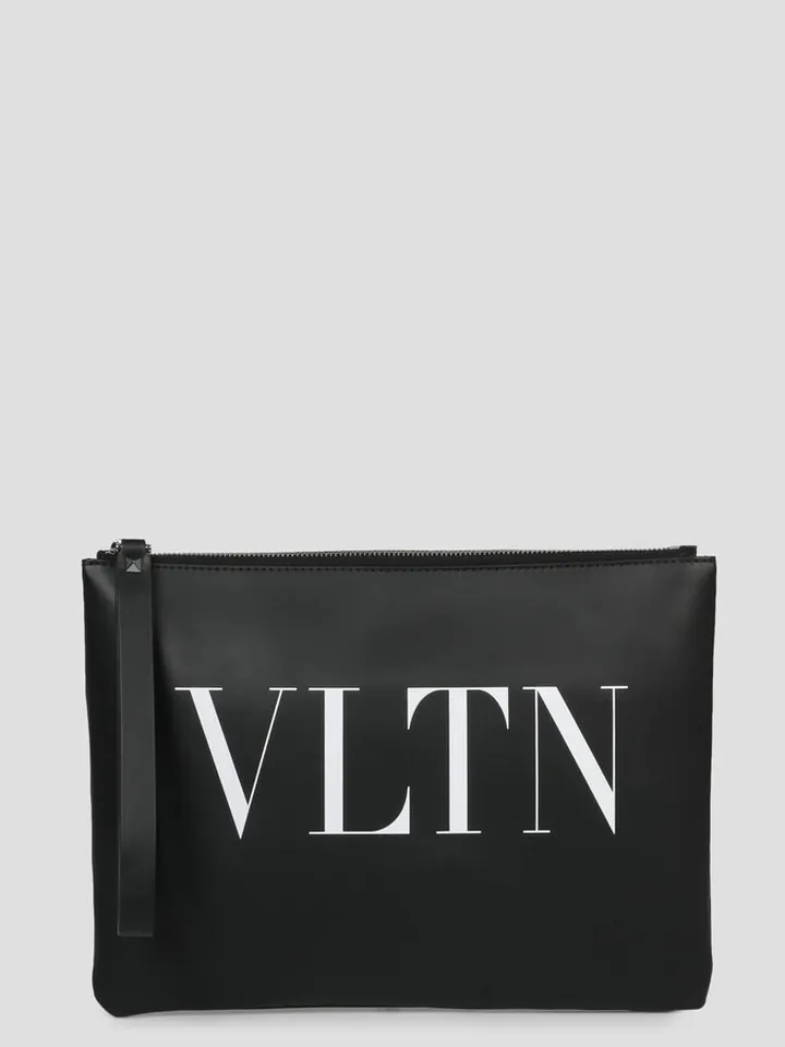 Valentino Garavani smooth leather pouch with VLTN print.