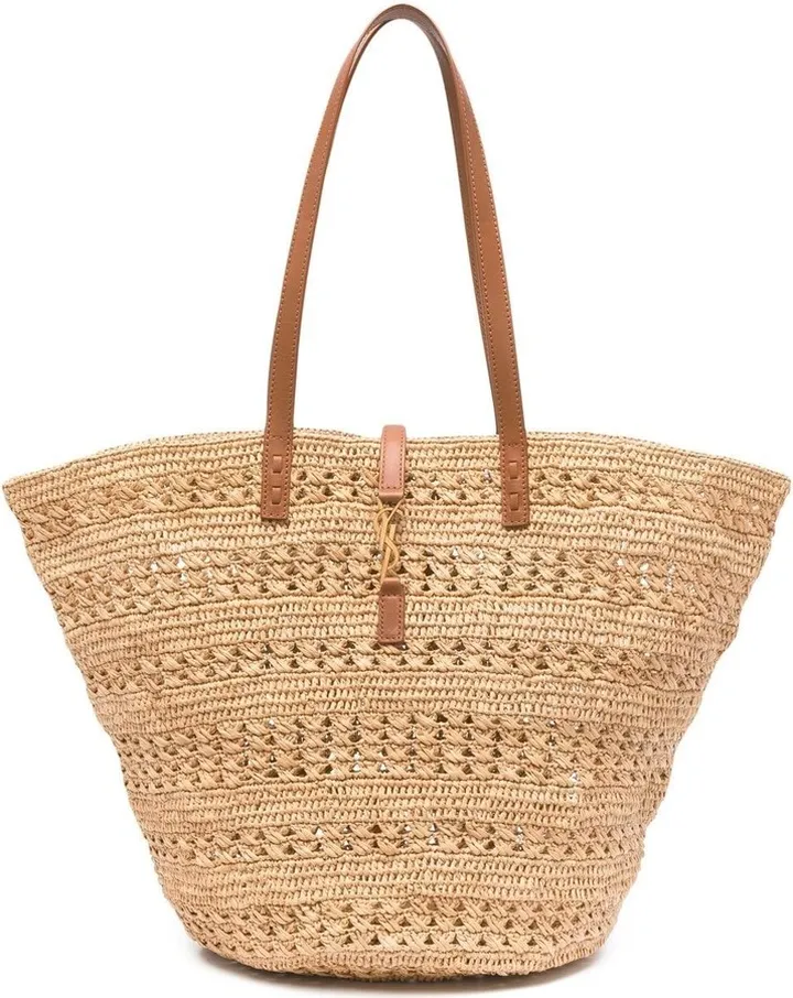 YSL plaque woven tote bag