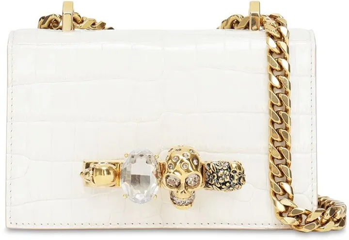 Mini Jeweled Croc Embossed Shoulder Bag