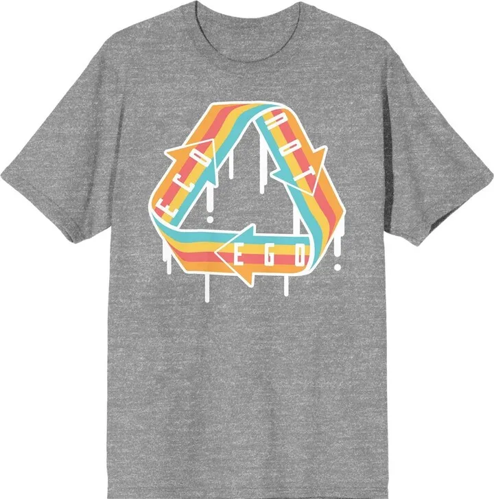 Sunny Days Melting Rainbow Recycle Graphic for Earth Day Adult Heather Gray Short Sleeve Crew Neck Tee-Small