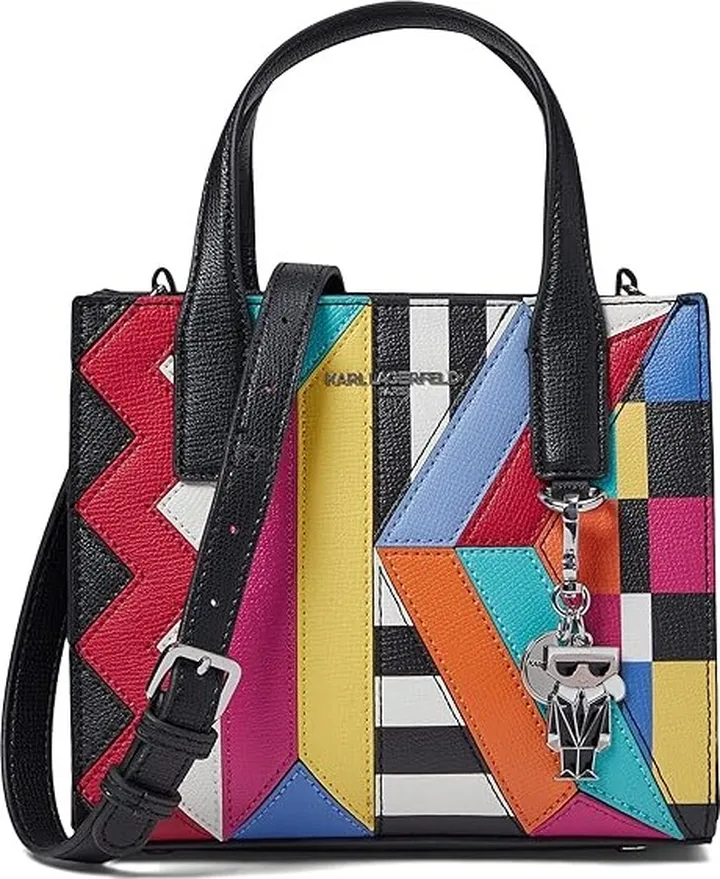 Karl Lagerfeld Paris Nouveau Small Box Crossbody Tote (Patchwork Combo) Handbags