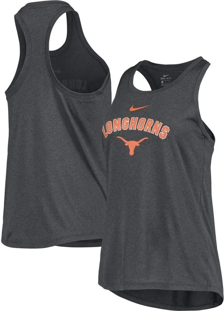 Women's Nike Anthracite Texas Longhorns Arch and Logo Classic Performance Tank Top