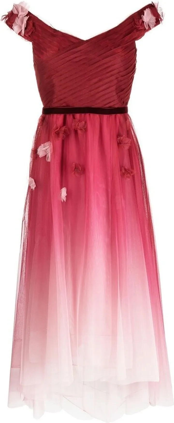 Floral-Appliqué Ombré-Effect Gown