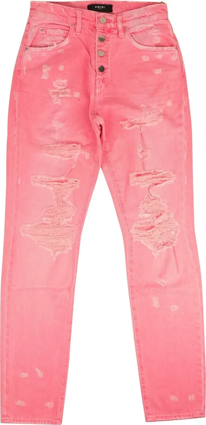 Neon Pink Slouch Destroyed Jeans