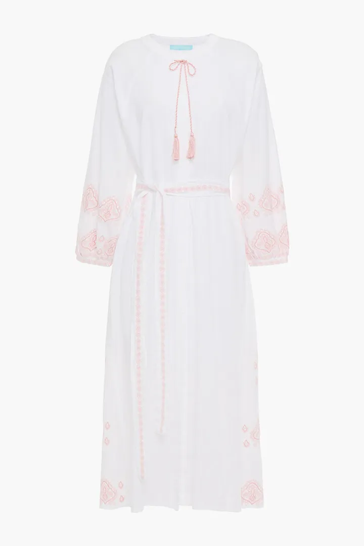 Audrey embroidered cotton-voile midi dress