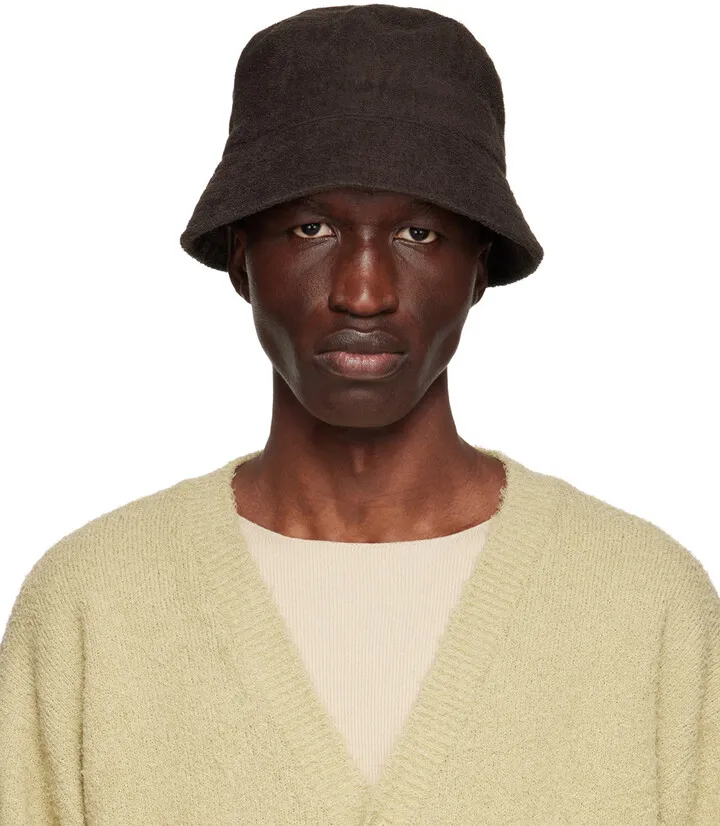 AURALEE Brown Organic Cotton Terrycloth Bucket Hat