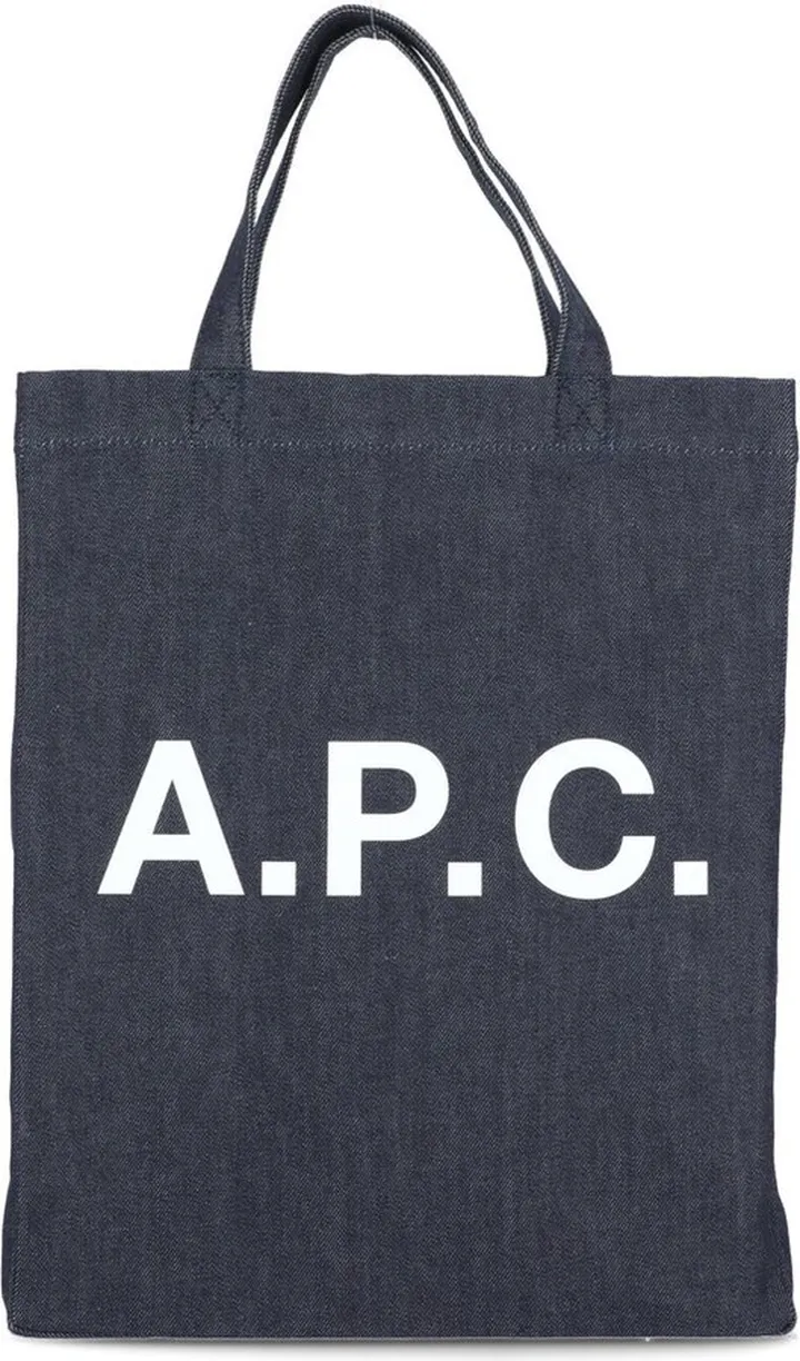 A.P.C. Logo Print Denim Tote Bag
