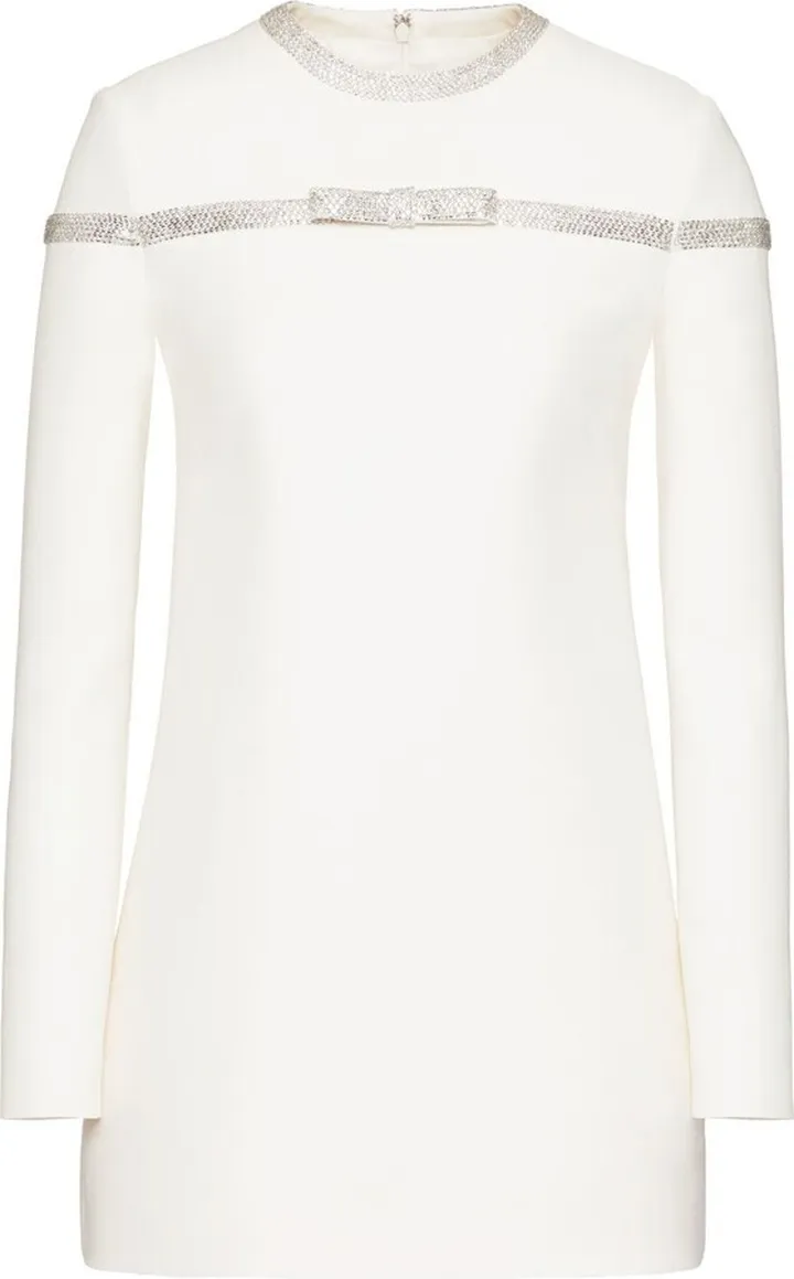 White Bow Detail Mini Dress