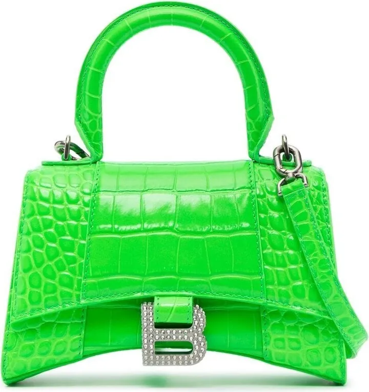 Hourglass XS croc crossbody bag