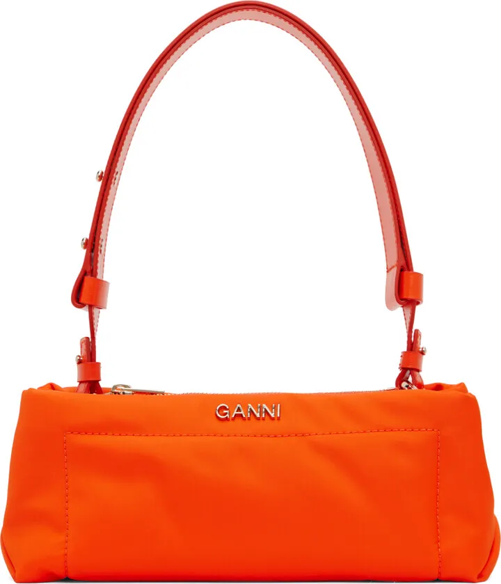 GANNI Orange Pillow Baguette Bag