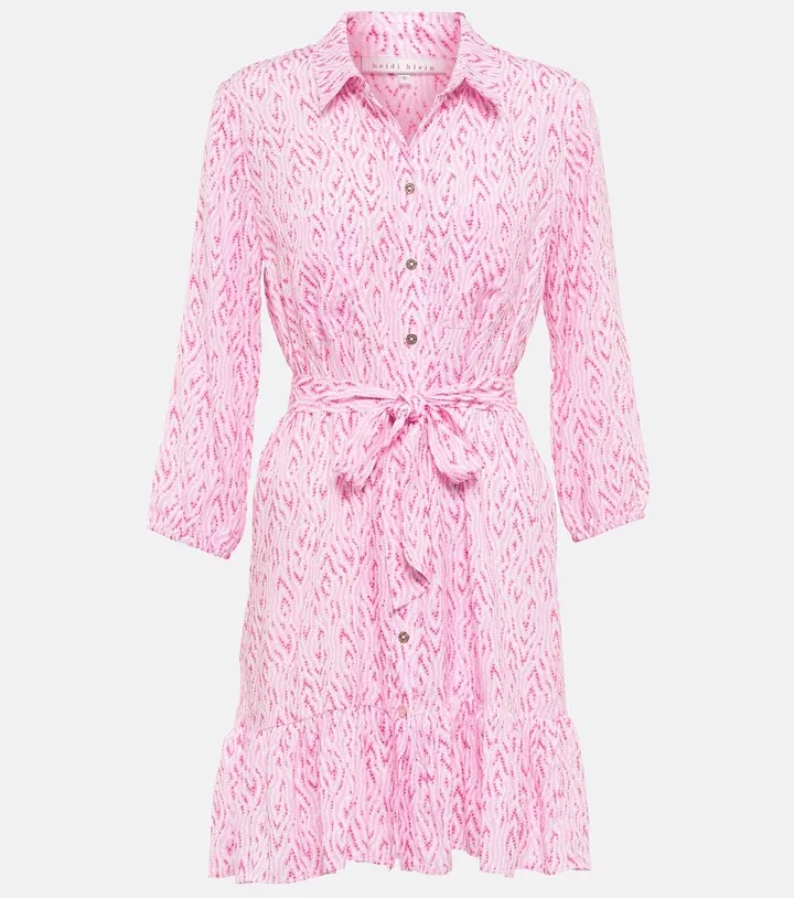Printed ruffled shirt dress
