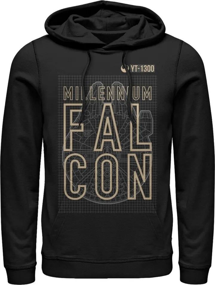 Men's Star Wars The Force Awakens Millennium Falcon YT-1300 Pull Over Hoodie - Black - 2X Large