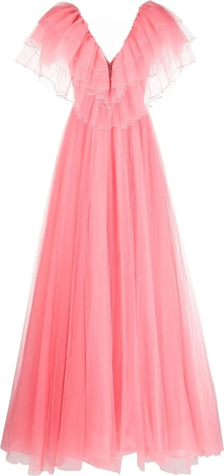 Ibis ruffled-detail V-neck gown