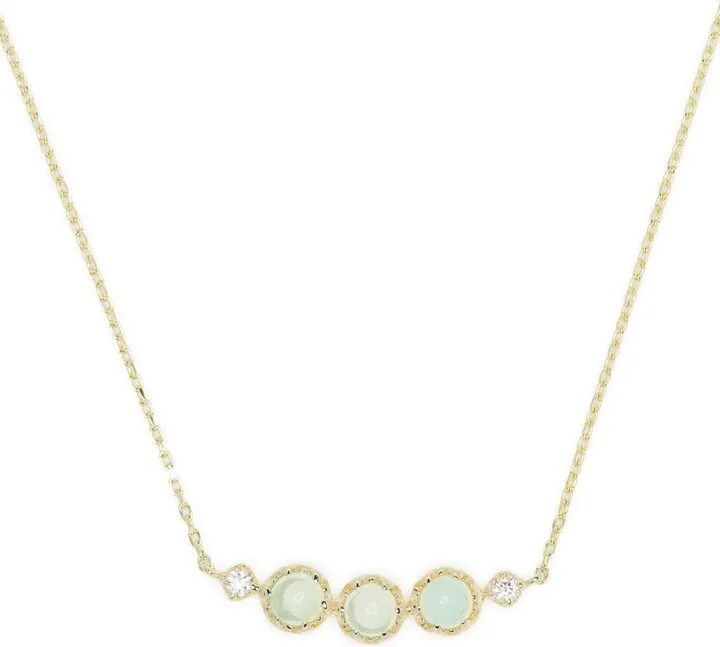 14kt Yellow Gold Opal And Diamond Scoop Necklace