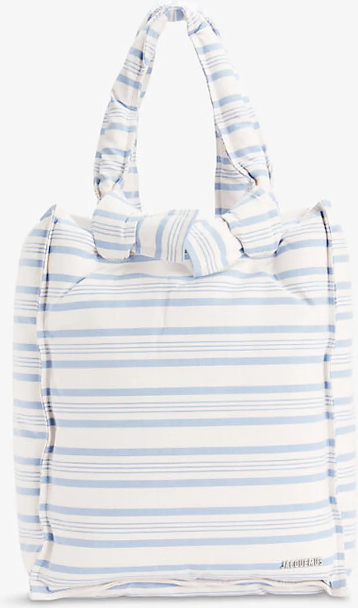 Womens Blue Stripes Le Cuscinu Cotton Tote bag