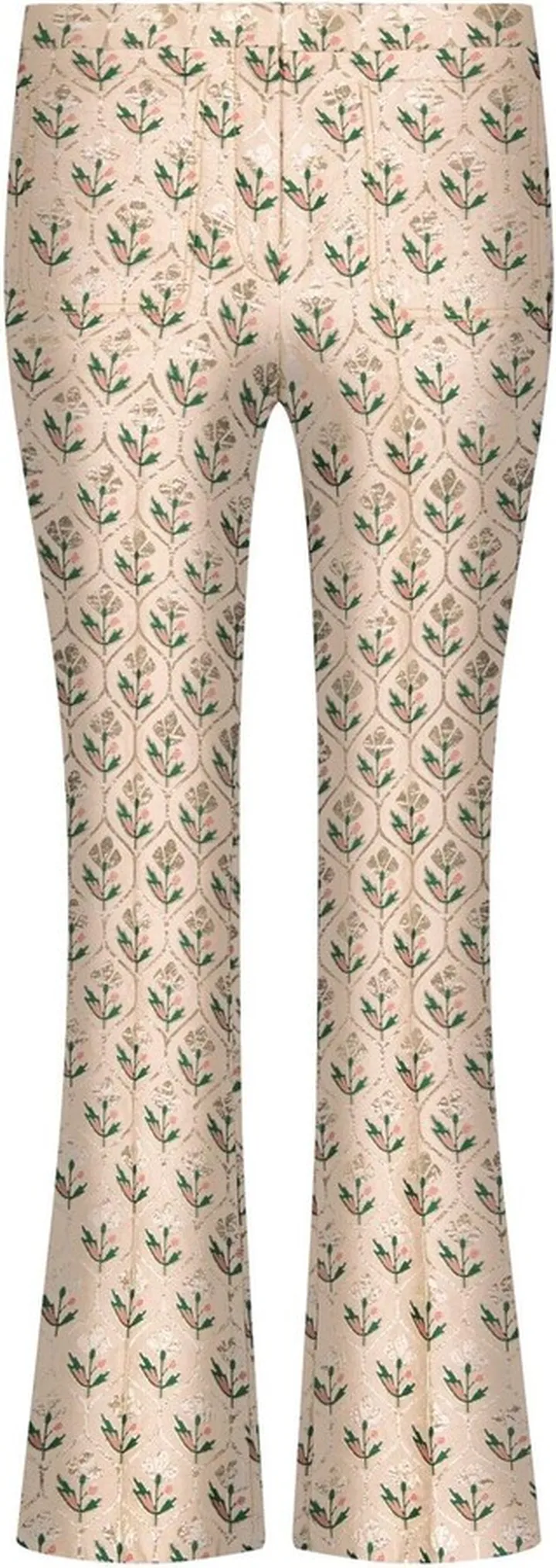 Floral-Jacquard Cropped Flared Trousers