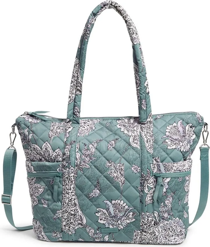 Vera Bradley Women's Performance Twill Large Multi-Strap Tote Bag Tiger Lily Blue Oar