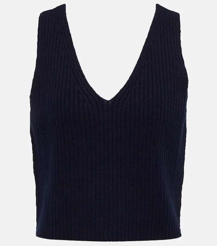 V-neck wool and cashmere top