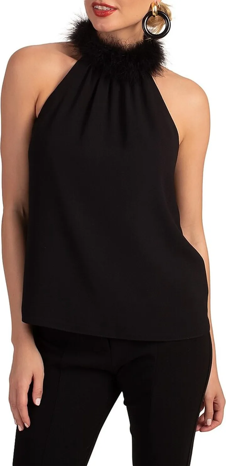 Grand Faux Feather Halterneck Top