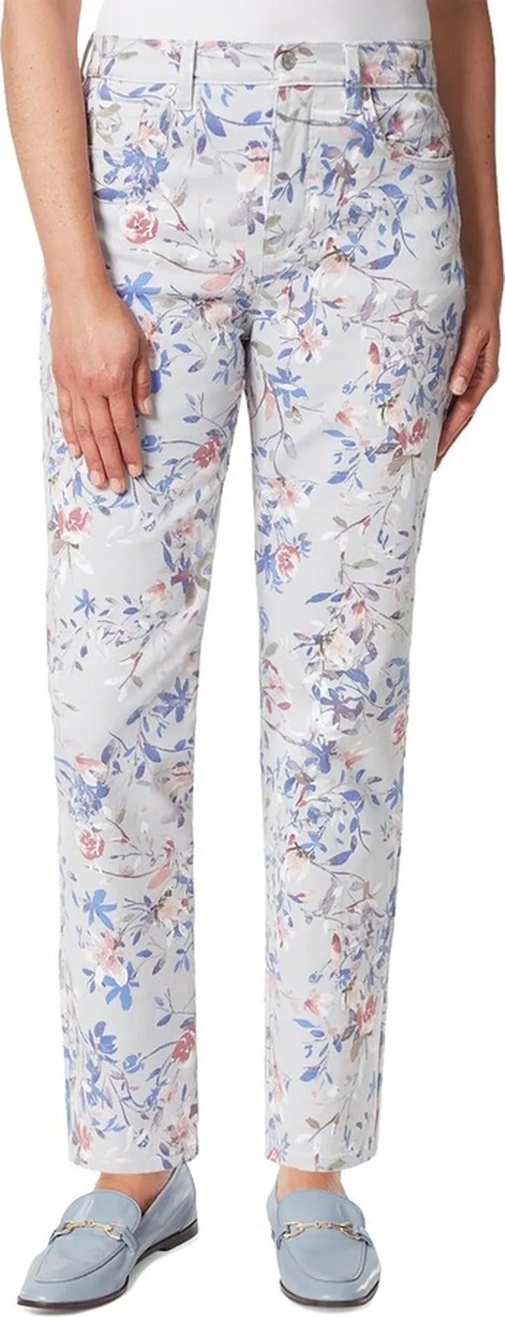 Amanda Womens Printed Denim Low-Rise Ankle Jeans