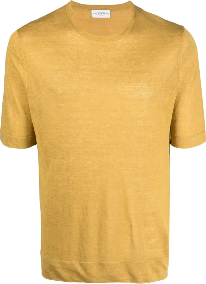 crew-neck short-sleeve linen T-shirt