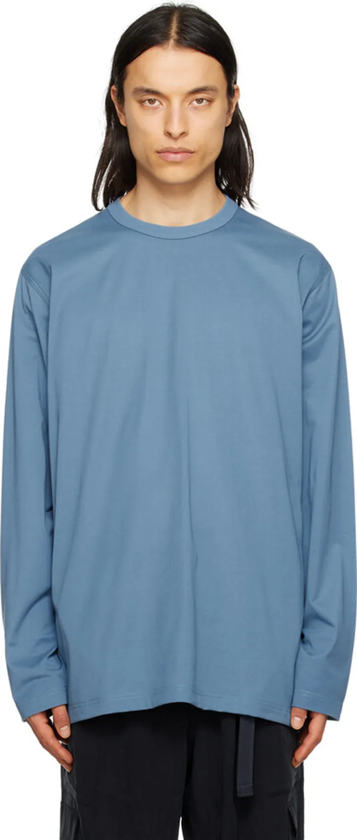 Y-3 Blue Loose Long Sleeve T-Shirt