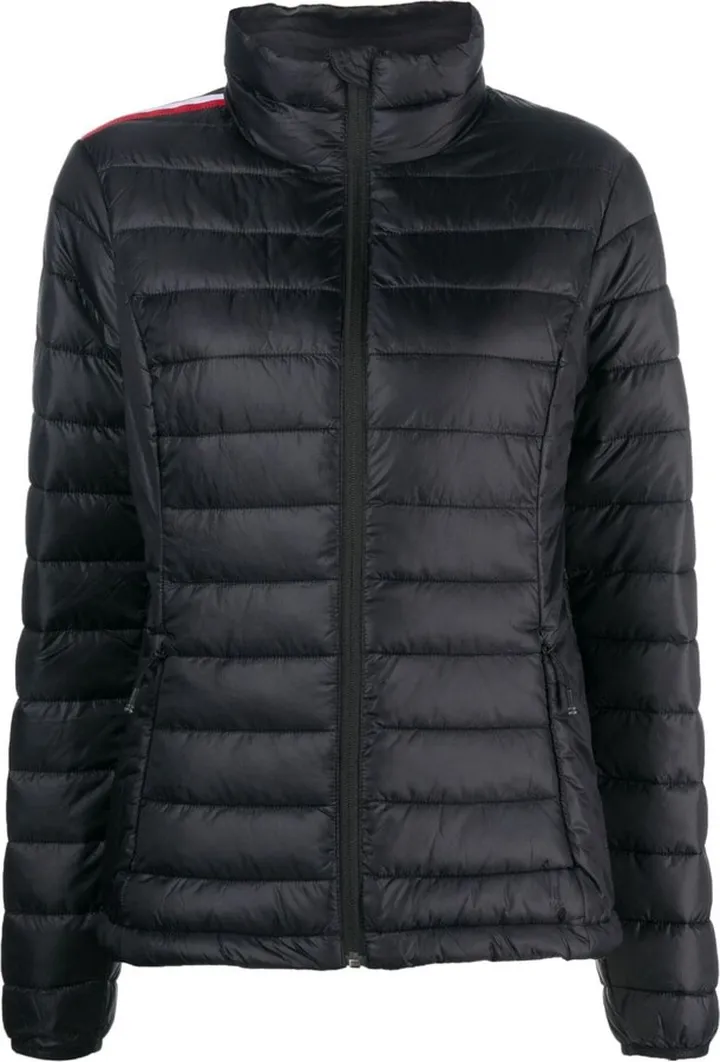 Stripe-Detail Long-Sleeve Puffer Jacket