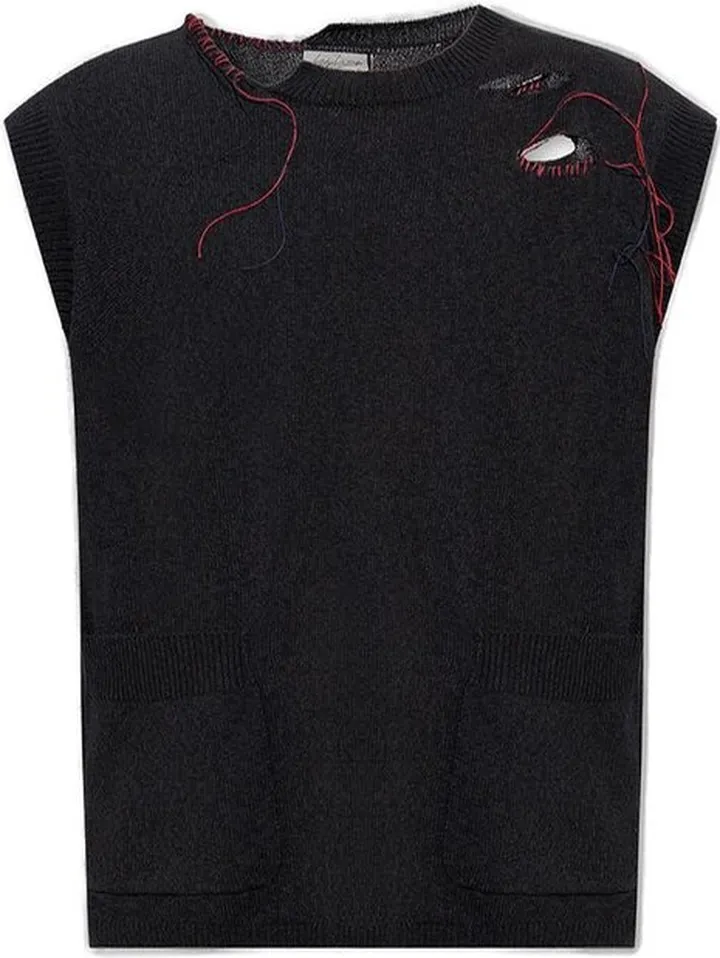 Yohji Yamamoto Hole-Detailed Knitted Vest
