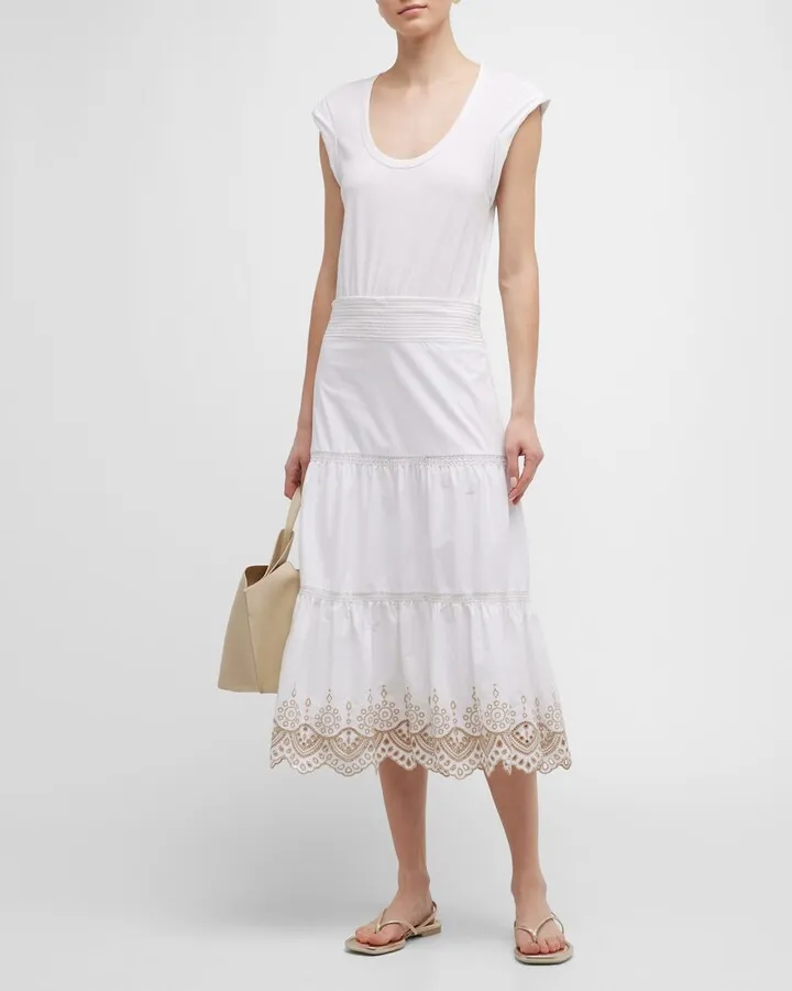 Amaia Tiered Embroidered Midi Dress