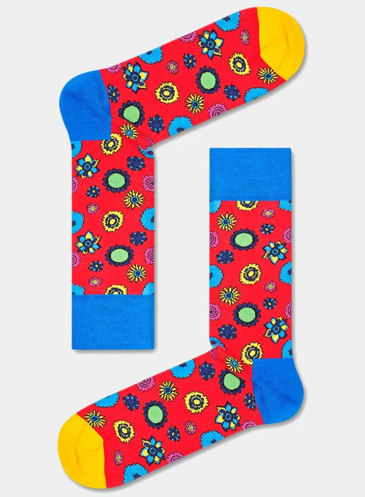 Embroidered Flower Sock
