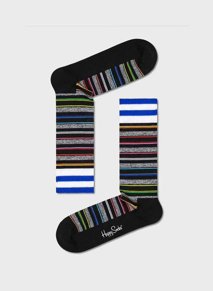 Embroidered Invisible Stripe Crew Sock