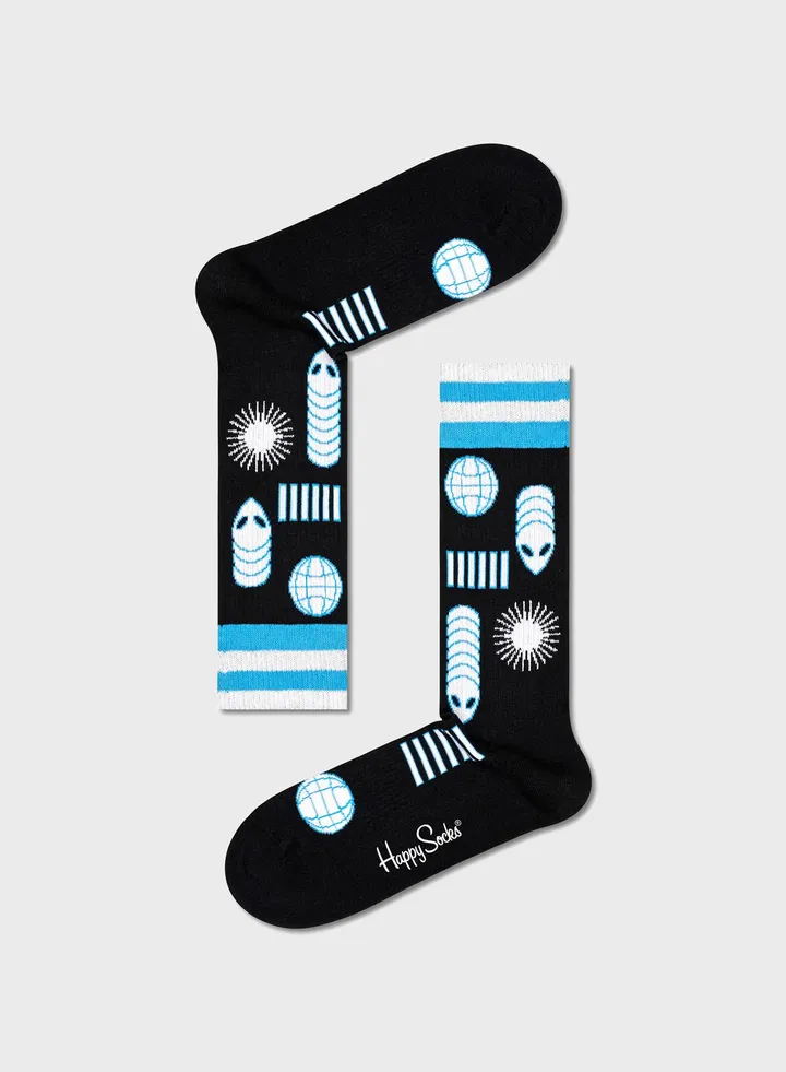 Embroidered Space Creature Crew Sock