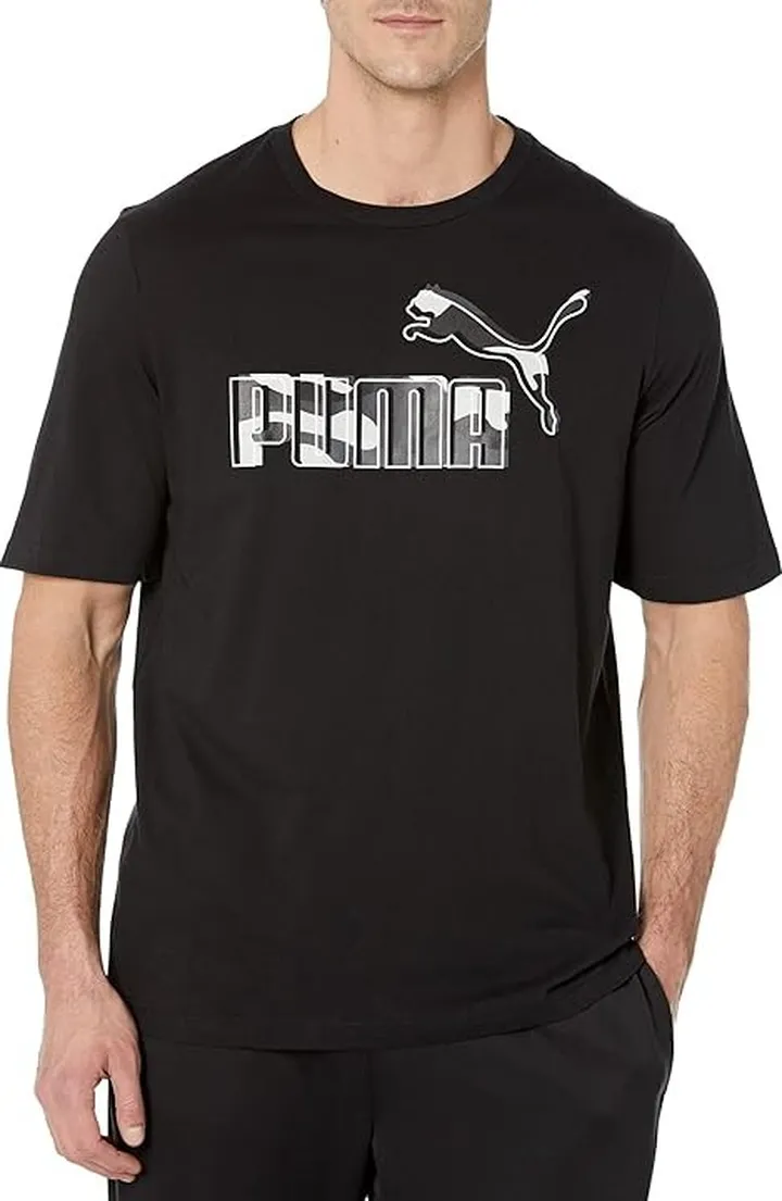 PUMA Big Tall No.1 Logo Camo Fill Tee (Puma Black) Men's Clothing
